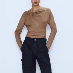 Zara linen top with knot
